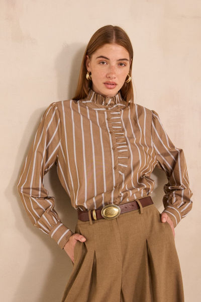 Picture of STRIPED LONG-SLEEVED COTTON BLOUSE SALIA